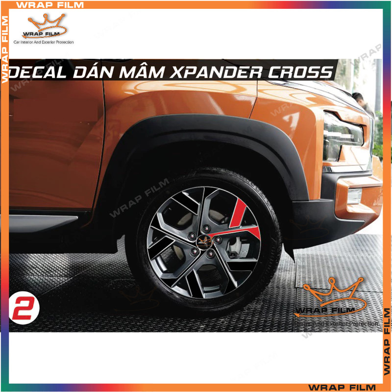 Decal dán mâm Xpander Cross 2023 - Tem dán lazang xpander cross ( Giá bao gồm 5 bánh)