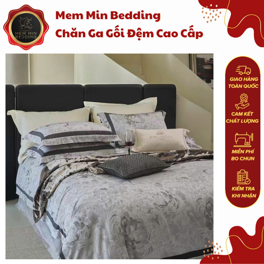 (L41160)Bộ Chăn Ga Gối Chất Liệu Cao Cấp Nghệ Thuật Dệt Hoa Văn Màu Sắc Tinh Tế Tỉ Mỉ - MemMinbeddin