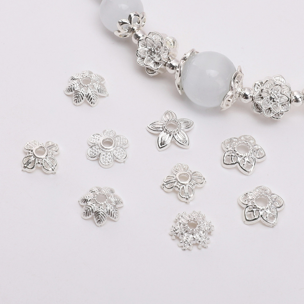 Beadia 5-50 miếng Hợp Kim Khay Hoa Miếng Đệm Bạc Hạt Cho DIY Trang Sức Vòng Tay Vòng Cổ Làm Phụ Kiện