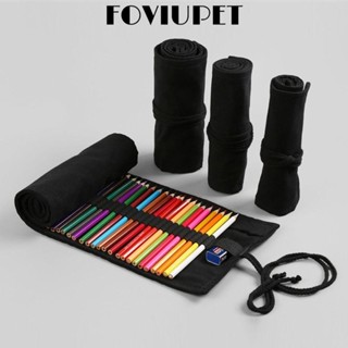 FOVIUPET Rèm bút , Túi đựng cọ trang điểm 12 / 24 / 36 / 48 / 72 / 108Holes, Túi đựng bút vải cuộn màu đen thời trang Quà tặng học sinh