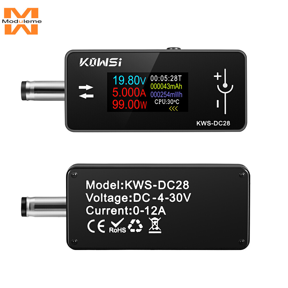KWS-DC28 DC4 ~ 30V 0 ~ 12A 0,96 Inch TFT HD Màn hình kỹ thuật số DC5.5 * 2.5 Máy đo giao diện Ampe k