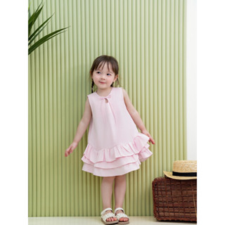 Váy Bé Gái CARROT Sát Nách Hồng, Hoạ Tiết Nơ Xinh Đuôi Cá 3T, Chất Liệu Thô Hàn