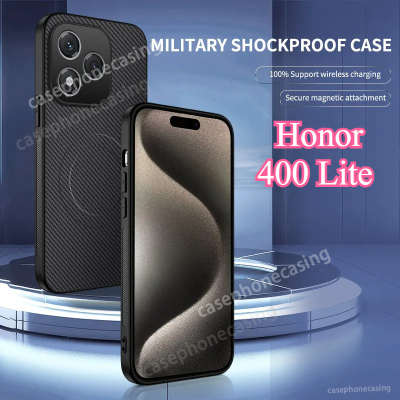 Ốp Cho Honor 400 Lite 400Lite Honor400 Lite 5G 2025 Vỏ Điện Thoại Từ Sợi Carbon Da Chống Sốc Mặt Sau