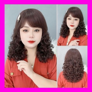   TẶNG LƯỚI  Tóc giả nữ cả đầu trung niên dáng xoăn cao cấp - TG8818 
