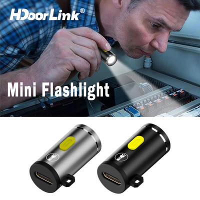 Hdoorlink Cắm Trại Di Động Mini Đèn Pin USB C Đèn Ngoài Trời Đèn LED Đèn Pin Cầm Tay Đèn Pin Siêu Sáng Đèn Pin Có Dây Buộc