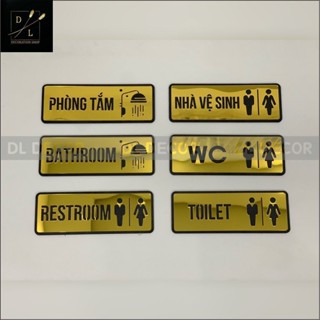 Mẫu bảng toilet WC Gương Vàng dán cửa nhà vệ sinh 25x9cm - sang trọng, đẳng cấp