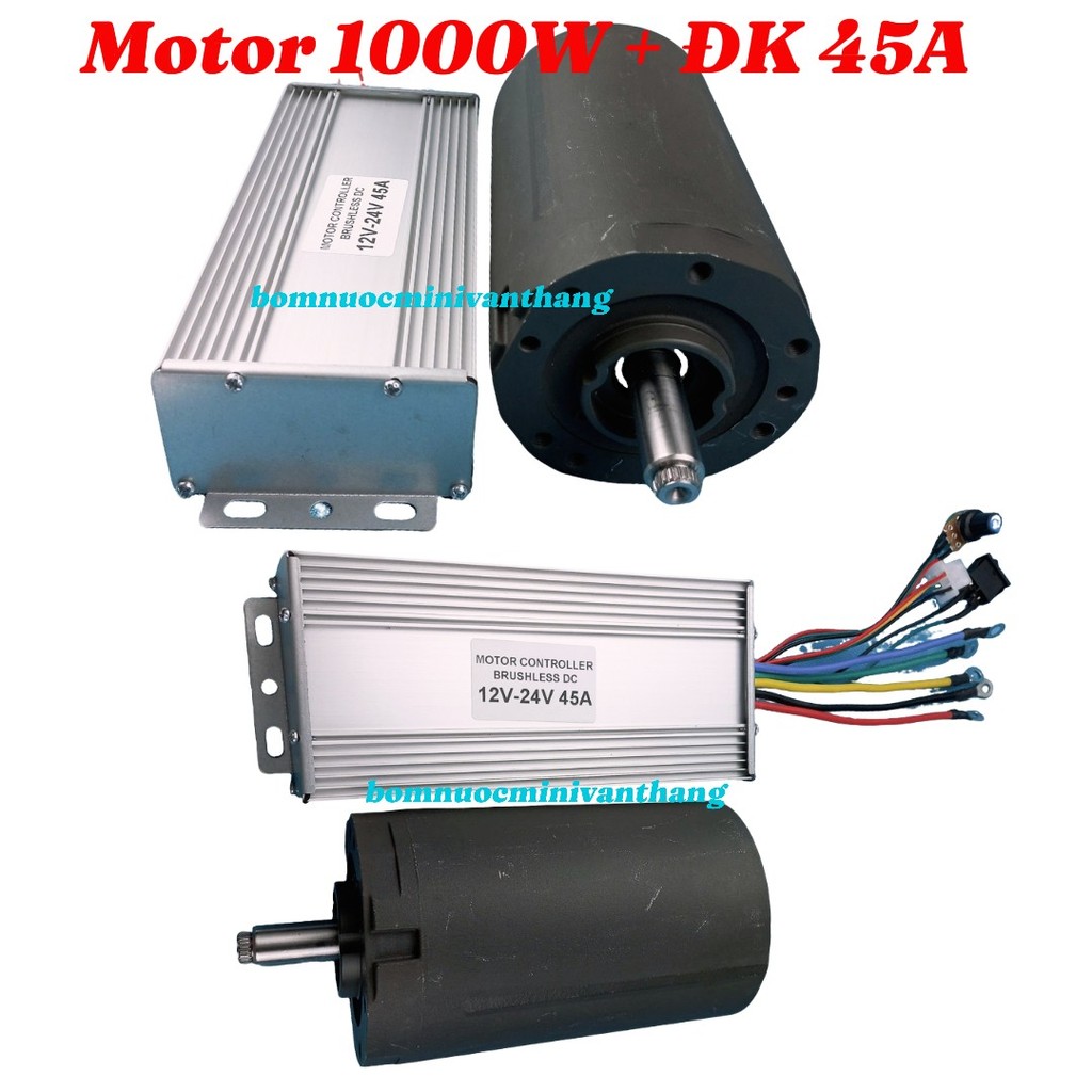 Combo Motor Không Chổi Than 12V-24V 1000W + Điều Khiển, cốt 15mm