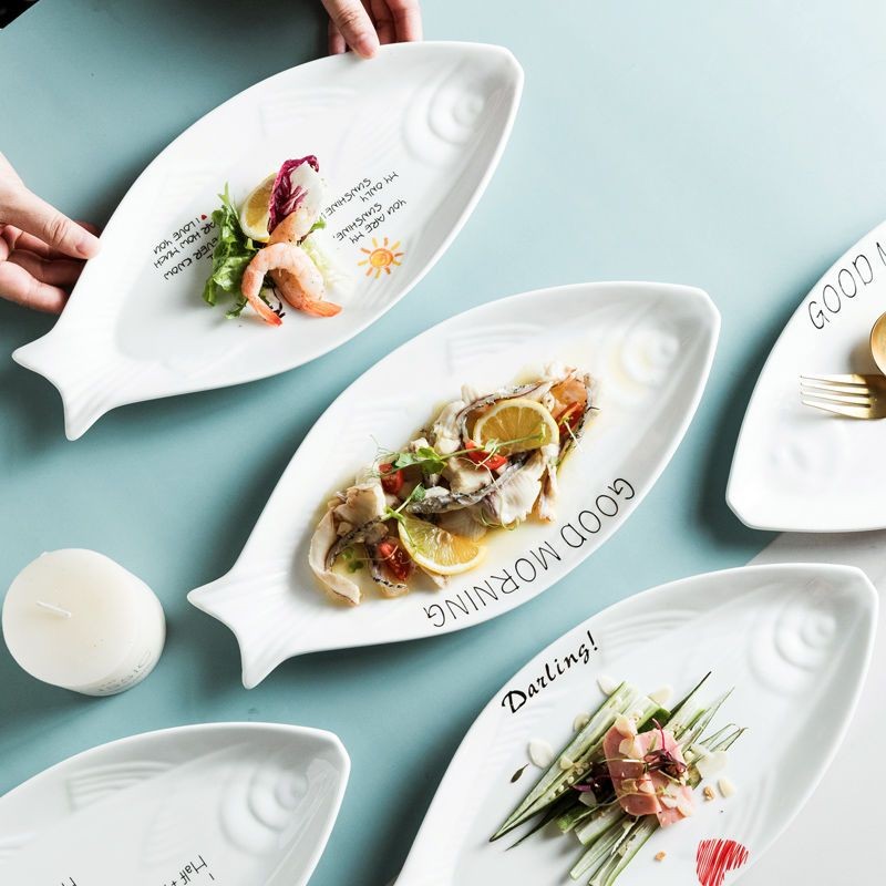 Đĩa cá dùng trong nhà, đĩa cá lớn kiểu dáng sáng tạo mới, đĩa hình cá nướng, đĩa cá hấp, đĩa cá lớn 