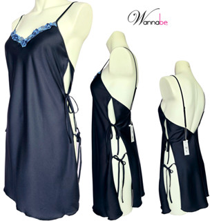 Váy ngủ lụa thiết kế sexy xẻ cao 2 hông thắt nơ WANNABE đầm ngủ nữ chuẩn khí chất nữ thần DNL03