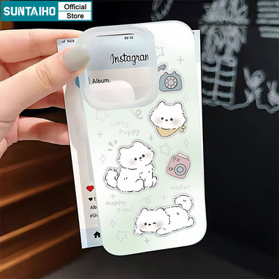 Suntaiho Dễ Thương Và Đáng Yêu Họa Tiết Con Chó Con Phong Cách Instagram Ốp Điện Thoại TPU Trong Suốt Mờ Mềm Chống Sốc Cho iPhone 11 12 13 14 15 16 Pro max IP 7 8 Plus Iphon X Xs XR Xs max