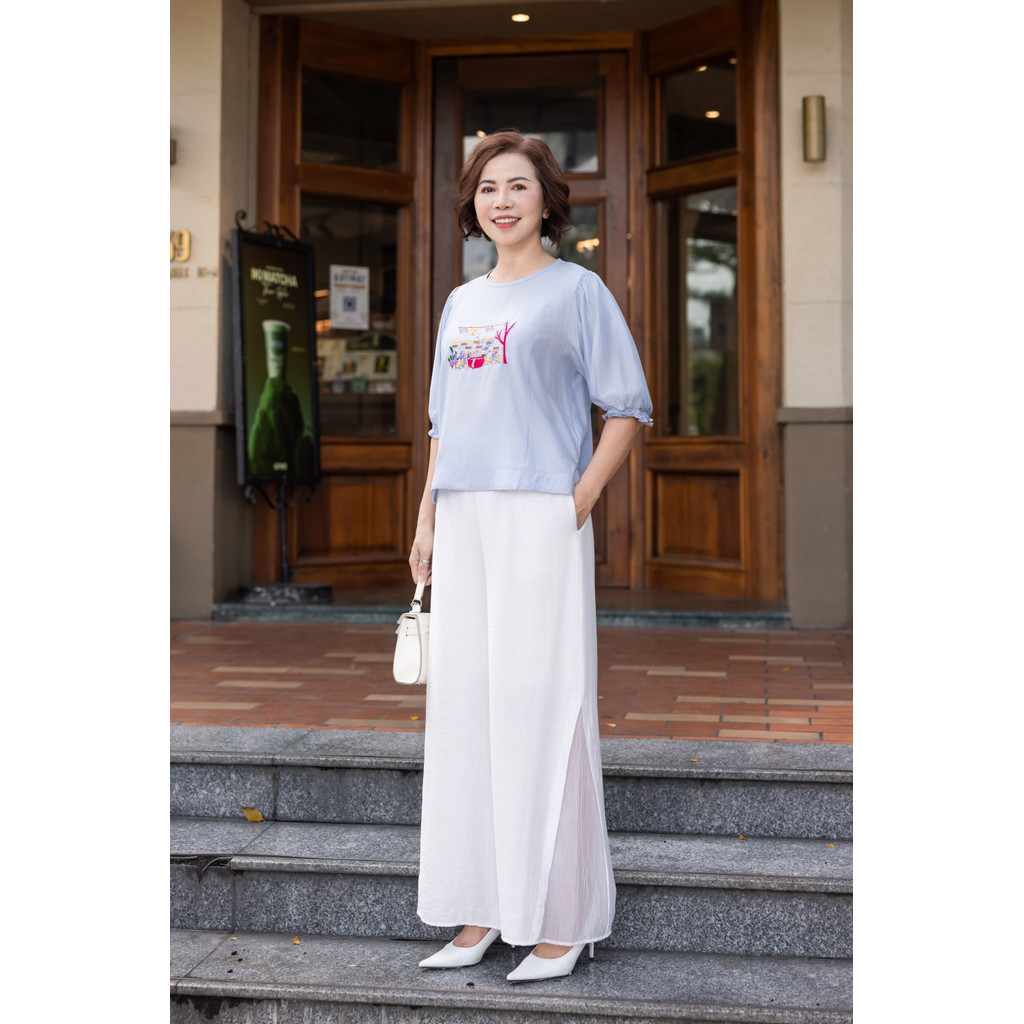 M COLLECTION | Quần Lụa Hàn Ống Suông Rộng Lưng Có Phối Tơ Q12640 | BigBuy360 - bigbuy360.vn
