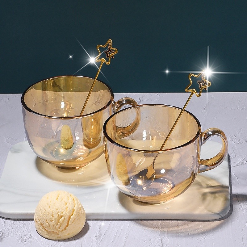 Cốc thủy tinh màu hổ phách chịu nhiệt cao cấp ly tách cường lực trong suốt đựng đồ ngũ cốc ăn sáng dày dặn loại 1 GIKO | BigBuy360 - bigbuy360.vn