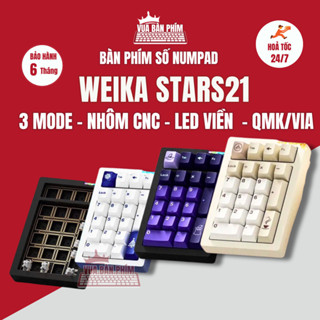   Hàng Sẵn  Bàn phím số cơ | numpad không dây stars21 nhôm cnc  mạch xuôi hotswap núm xoay led rgb via qmk nhỏ gọn 