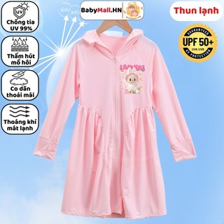 Váy chống nắng hình LABUBU cho bé gái BABYMALL áo dài chống nắng toàn thân cho bé chất thun lạnh mát