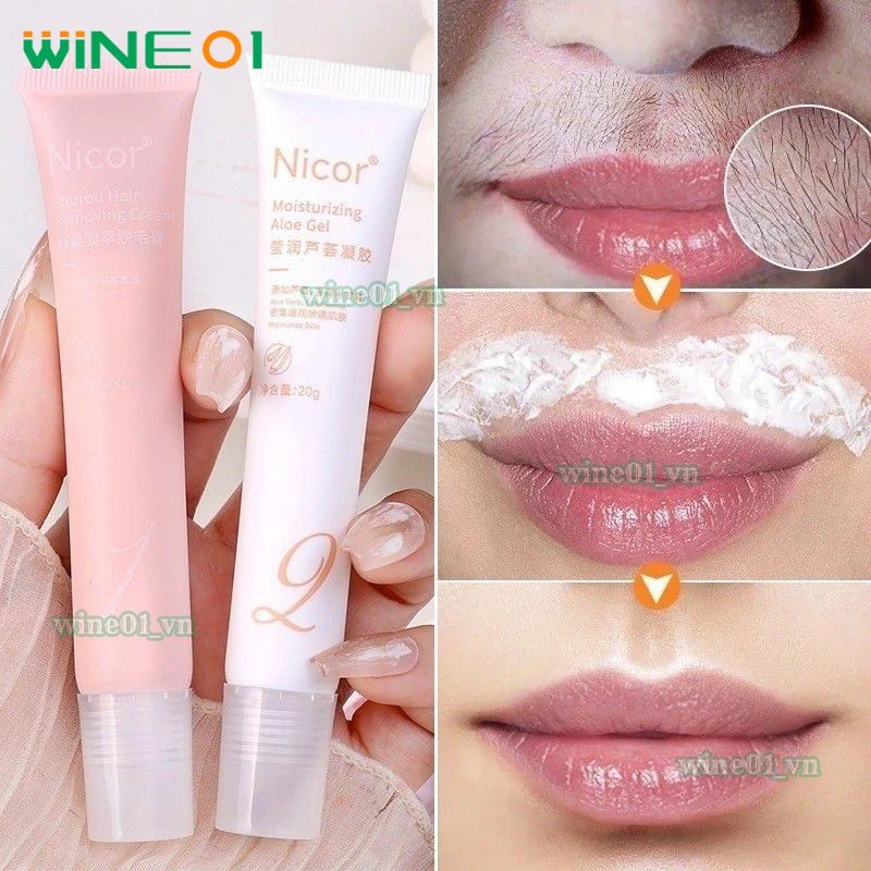 [2Chai] Kem Tẩy Lông Môi Nicor Nhẹ Nhàng Tẩy Lông Mặt Không Đau 20g * 2 wine01