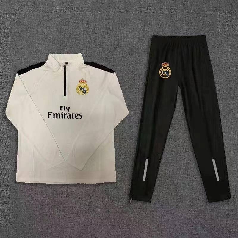 【Ready Stock】 Real Madrid Same Style Half Zipper Football Training Suit Sports Suit Men's Running Qu