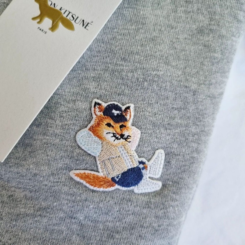 Maison kitsune Cổ Tròn Rời Đơn Giản Cáo Thêu Nhỏ Cáo Áo Thun Tay Ngắn Nam Nữ Cùng Nhau