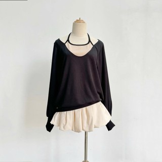  Set Bộ Bigsize Nữ Áo Sweater Kiểu Yếm Phối Chân Váy Bí Cho Chubby Dễ Thương 50-95kg SET933 