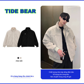 TIDE BEAR Áo khoác nam phong cách Hàn Quốc Áo len cổ điển kiểu Mỹ áo sơ mi thông thường đa năng