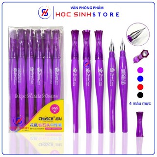 Hộp 12 Bút Gel Chosch CS885 Ngòi Kim 0.5mm Nét Nhỏ Đầu Bút Hình Kim Cương (Mực Xanh/ Tím/ Đỏ/ Đen) - Học Sinh Store