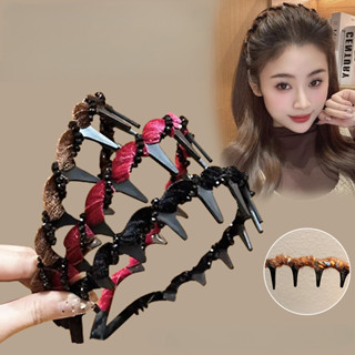 Ahellogirl Hàn Quốc Nhung Kim Cương Giả Sóng Đầu Dành Cho Nữ Phong Cách Mới Răng Chống Trơn Trượt Đảo Ngược Băng Đô