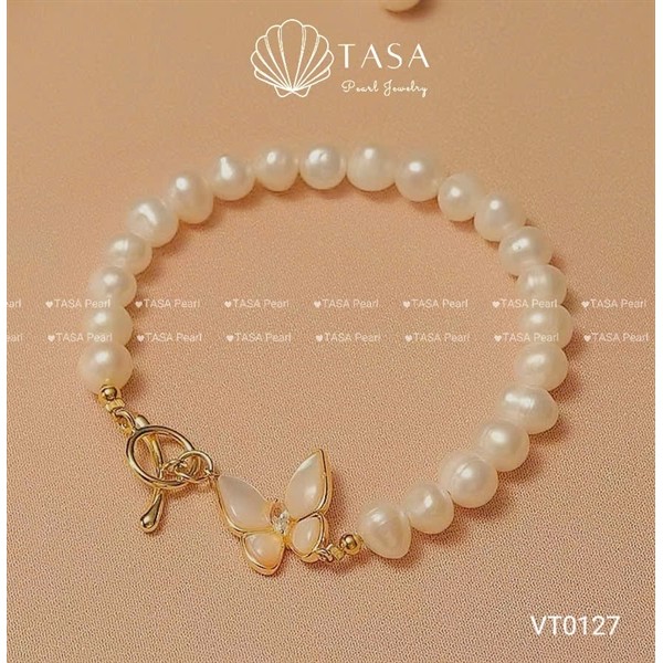 VÒNG TAY NGOC TRAI NƯỚC NGỌT 6-7mm - TASA PEARL -  [VT0127 - DREAMY WINGS]