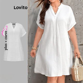 Đầm Lovito cơ bản màu trơn phong cách thường ngày cho nữ plus size LBL09424