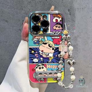  Ốp lưng cho iPhone 11 16 7 8 6 6s Plus 15 14 13 12 Pro Xr X Xs Max Hàn Quốc Nghệ thuật dễ thương Crayon Boy Vỏ điện thoại thời trang + Giá đỡ + Dây buộc Vỏ bảo vệ chống sốc mạ sang trọng 