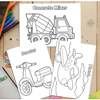 TRANH TÔ MÀU CHO BÉ - 50 tờ tô màu Chủ đề Xe, máy bay, tàu thuyền, phương tiện giao thông TM08