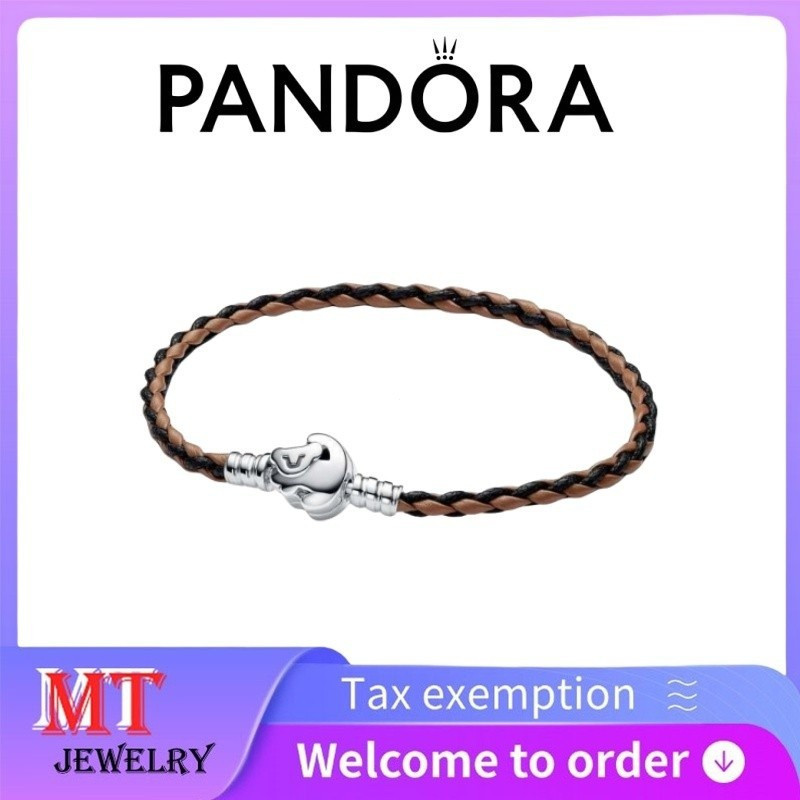 100% S925 Bạc Cặp Đôi Nữ Pandora Trang Sức DIY Disney Vua Sư Tử Khóa Pandora Khoảnh Khắc Bện Vòng Ta