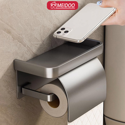 Giá treo cuộn giấy vệ sinh MEIDOO có ngăn giữ đồ dán tường tiện lợi nâng cấp có nắp