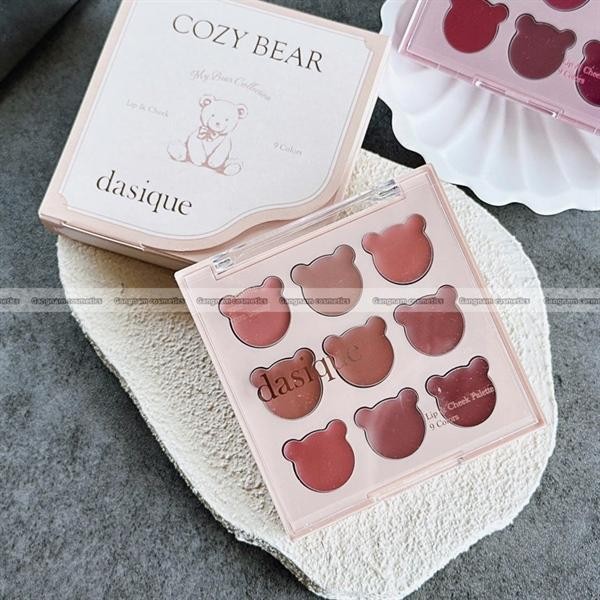 Má hồng & son dasique mood painting lip cheek palette 05 coy bear