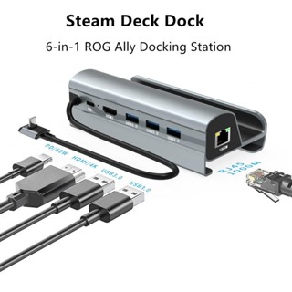  Dock Steam Deck 6 trong 1 tương thích với trạm nối ROG Ally với HDMI 2.0 4k@60Hz Gigabit Ethernet 3xUSB 3.0 5Gbps và USB-C Feiy 