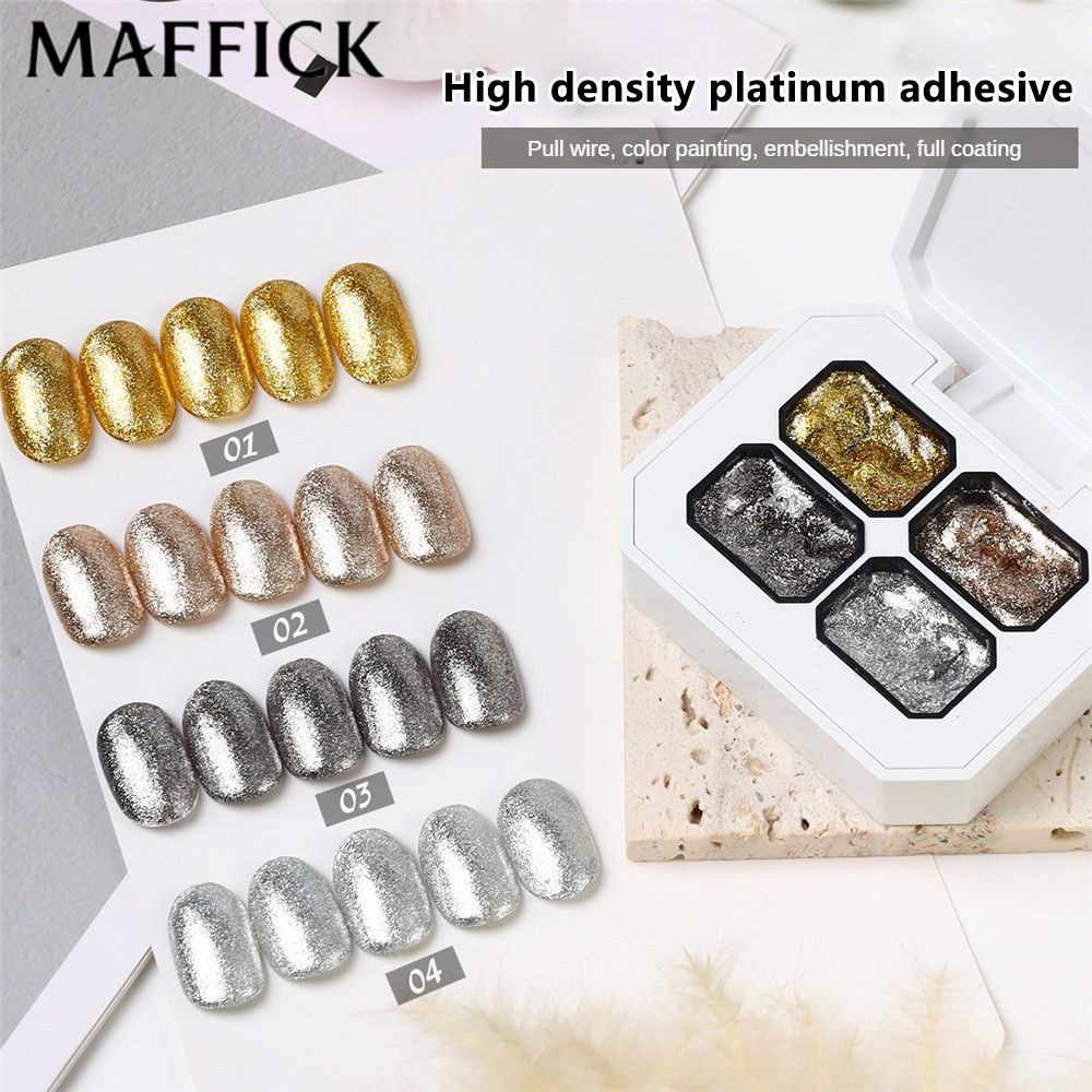 Monja 4 Màu Sơn móng tay dạng gel dạng lưới nhỏ Four-palace không cần rửa, keo dán bạch kim mật độ c