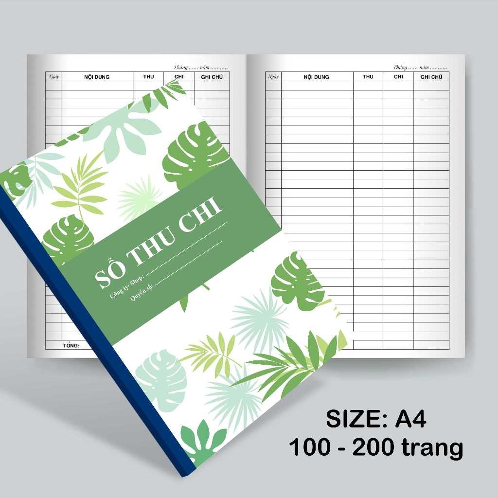 Sổ Thu Chi Mẫu Bìa Đẹp Dễ Thương A4 - Đóng Dọc - In 2 Mặt- 100 trang
