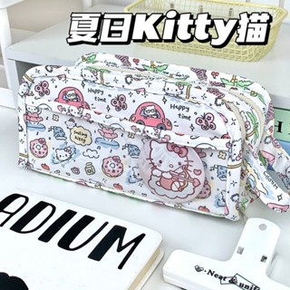 Hoạt Hình Hello Kitty Canvas Hộp Đựng Bút Chì Dung Tích Lớn Nhiều Lớp Văn Phòng Phẩm Lưu Trữ Hộp Bút Chì Đa Năng Đồ Dùng Văn Phòng Người Tổ Chức