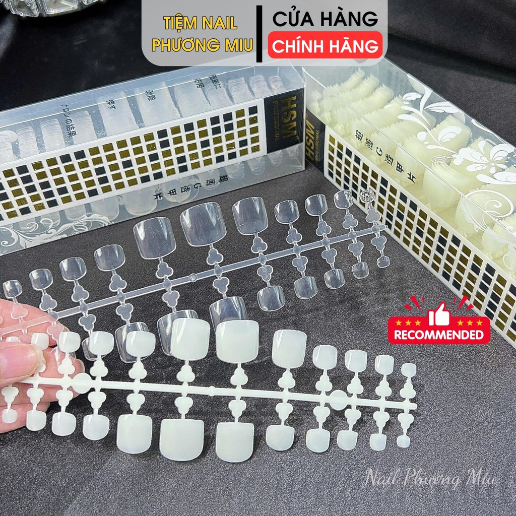 Vỉ Móng Úp Chân HSM 504 Móng, Nhựa Dẻo Siêu Bám Keo, Phom Vuông Chuẩn, Bền, Phụ Kiện Hoàn Hảo Cho Là