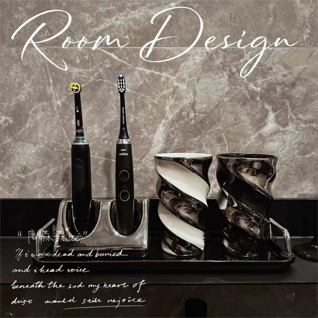 Hot Sale#High-End Ceramic Mouthwash Cup Toothbrush Holder Facial Mask Bathroom Storage Rack Toothbru