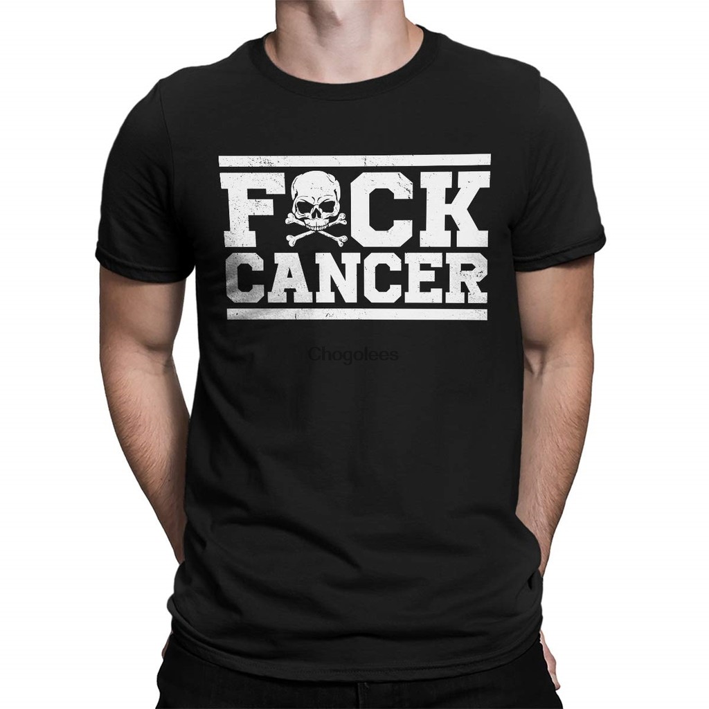 SpiritForged Apparel Cancer Skull Crossbones Áo thun nam