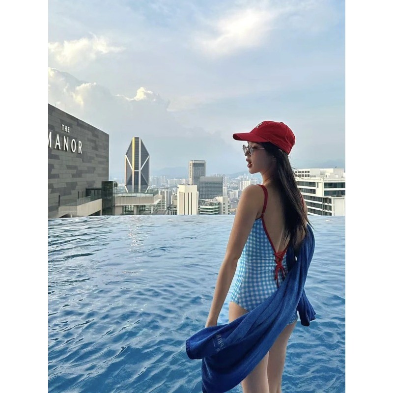 Đồ Bơi Nữ Dopamine Bikini Dễ Thương Một Mảnh Đồ Bơi Phong Cách Hàn Quốc Kẻ Sọc Xanh Đi Biển Một Mảnh Bikini Bộ | BigBuy360 - bigbuy360.vn