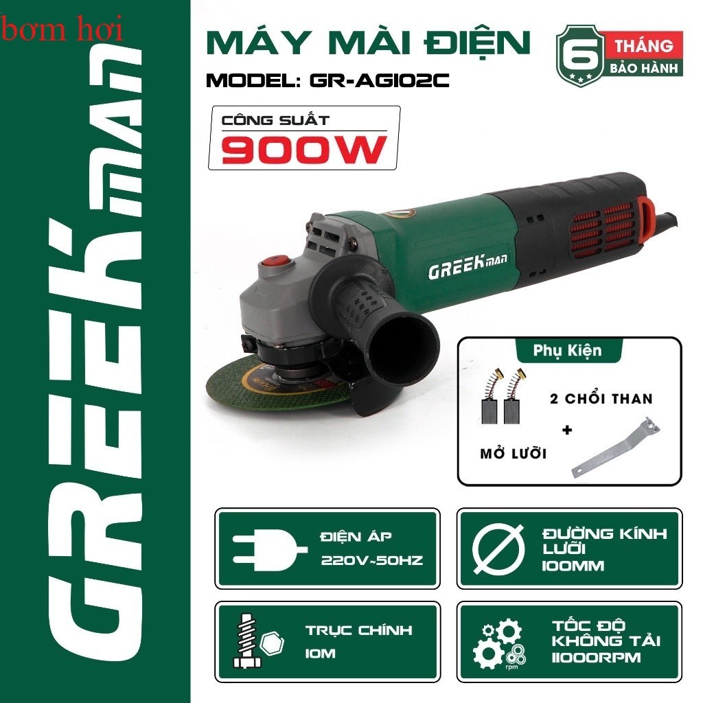 Máy mài cầm tay GREEKMAN GK-AGI02C, Công tắc đuôi, Công suất 900w, Dây điện dài vn chuyên máy móc