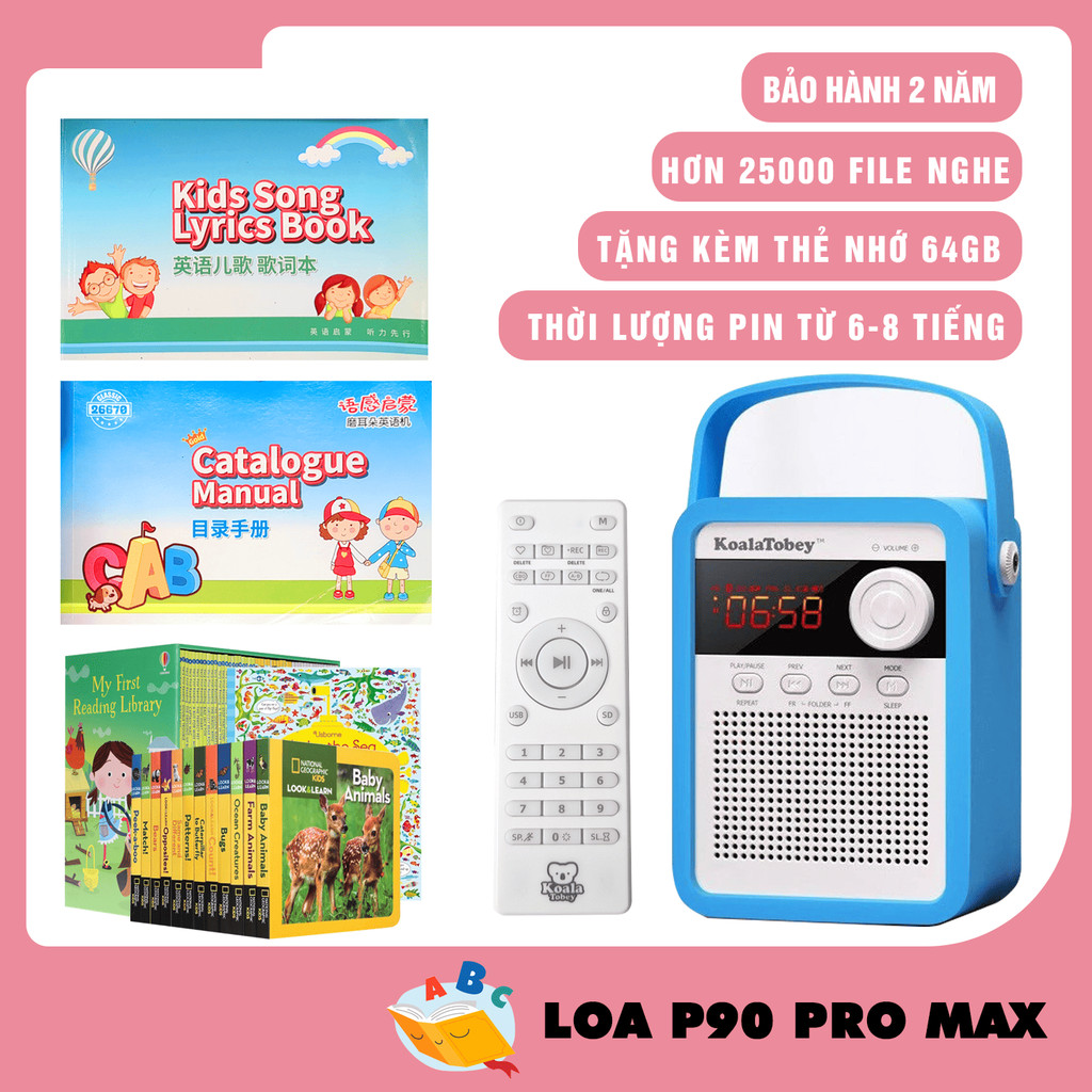 Loa Nghe Tiếng Anh Cho Bé P90 ProMax  64gb -Hơn 25.000 File Truyện Nổi Tiếng, Giọng Bản Ngữ