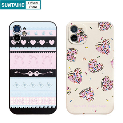 Suntaiho Nơ Dễ Thương Và Vui Nhộn Họa Tiết Trái Tim Ốp Điện Thoại Silicon Mềm Chống Sốc Cho iPhone 11 12 13 14 15 16 Pro max IP 7 8 Plus Iphon X Xs XR Xs max