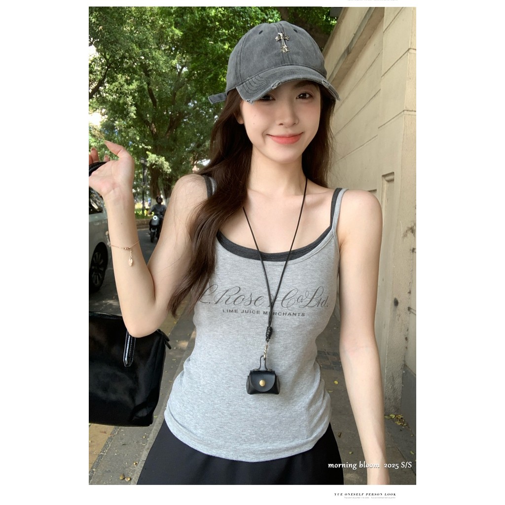 Giả hai mảnh yếm trong vest cho Phụ nữ mùa hè thư in chắp vá mỏng phù hợp với áo khoác ngoài hàng đầu ug122 | BigBuy360 - bigbuy360.vn