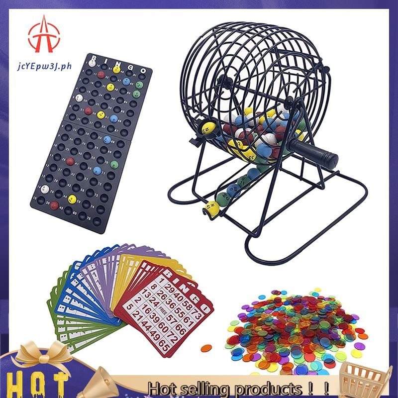 [jcyepw3j] Bộ trò chơi Bingo cao cấp với lồng Bingo 6 Inch, bảng Bingo Master, 75 quả bóng màu, 50 t