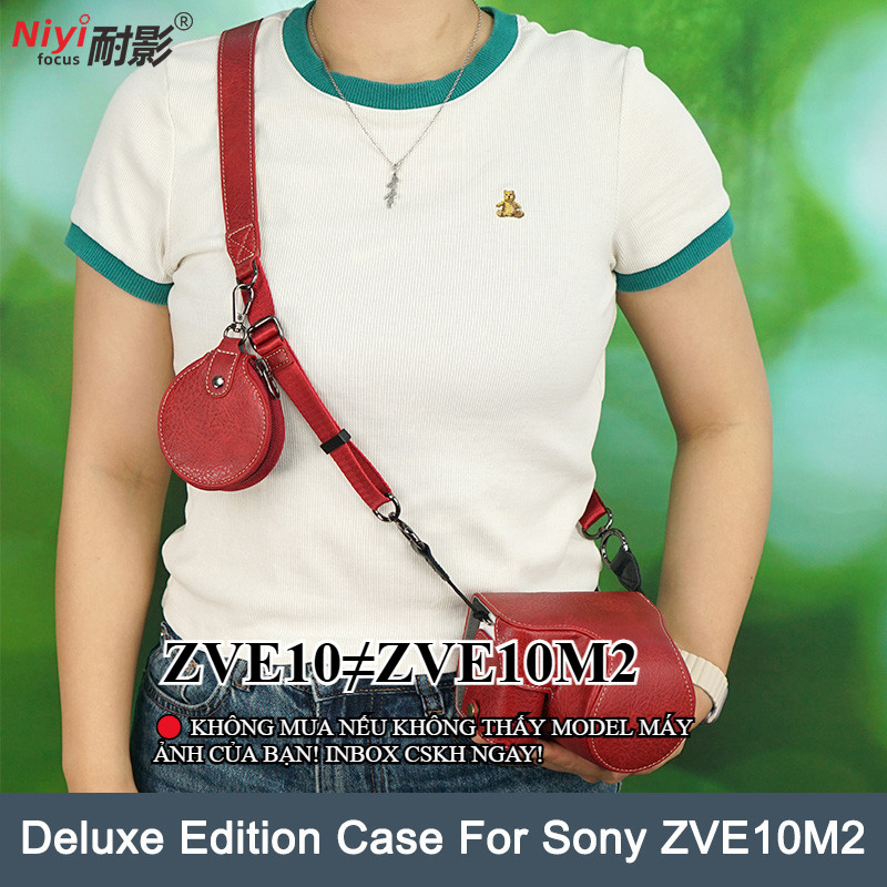 Ốp Bảo Vệ Camera Cho Sony ZVE10 II ZV-E10 Mark II zve10m2 Bao Đế Túi Túi Thùng Da Dây Đeo Vai Cổ Bod