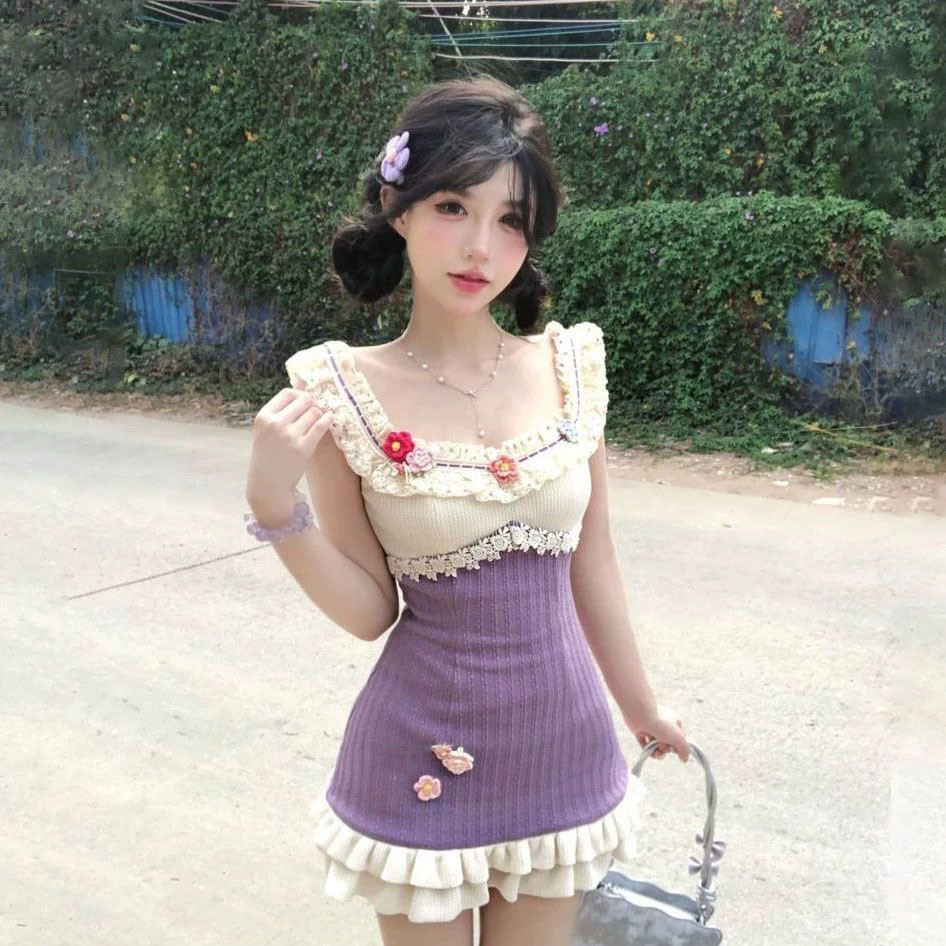 Đầm kiểu Pháp mới, ngọt ngào, tươi mới, ôm sát, thiết kế niche thanh lịch cho cô gái Mori, đầm chắp 