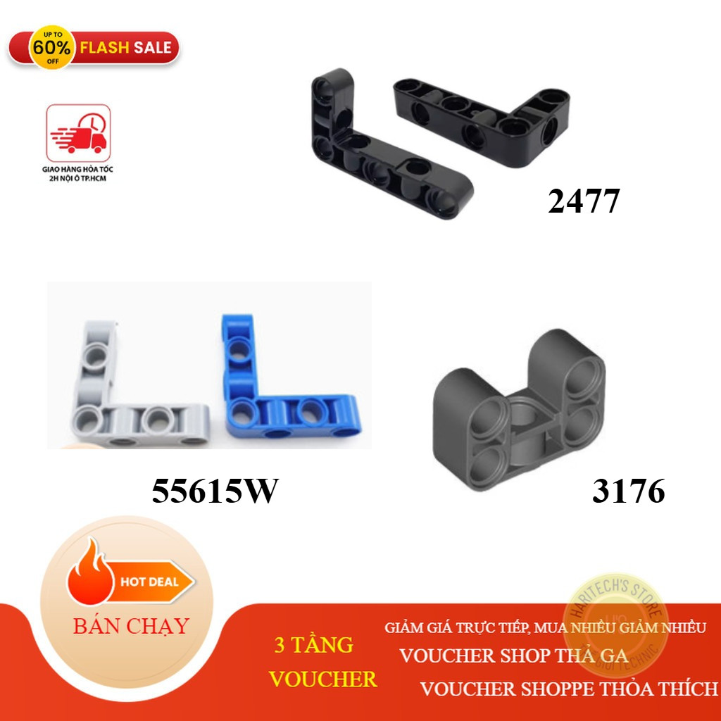 COMBO 5 Gạch Technic Chữ L/U/V  Kích Thước 3x5 Với Các Lỗ Pin Xen Kẽ - Đồ Chơi Lắp Ráp Tương Thích P