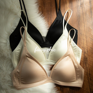  Sữa Satin Pháp Cổ Chữ V Sâu Liền Mạch Tam Giác Cốc Áo Ngực Gợi Cảm S-XL 