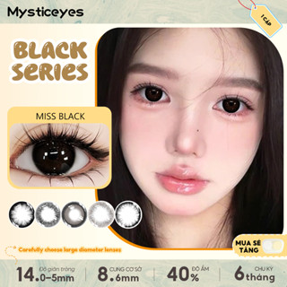  【1CẶP kính áp tròng MCK1 Lens Mắt ĐEN BaBy CIR BLACK Giãn To 14.0 14.2 14.5mm cận  0-8  Kèm Khay 